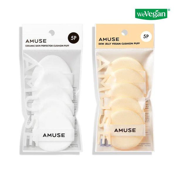 [Amuse] Amuse Dew Jelly / Ceramic Skin Perfector Cushion Puff 5P (Choose 1 of 2 Types) / [올영단독] 어뮤즈 듀 젤리/세라믹 스킨 퍼펙터 쿠션 퍼프 5P (2종 택 1)