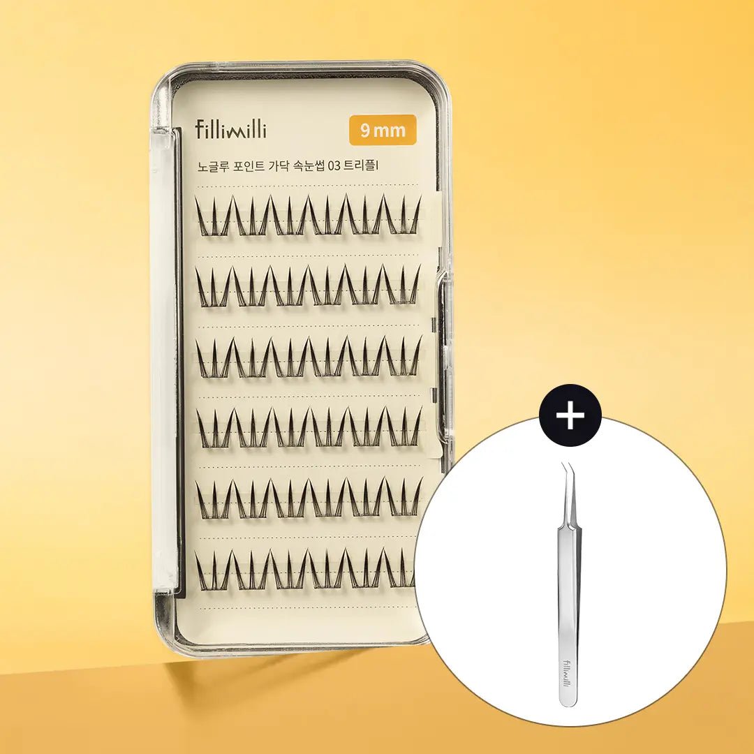 [Fillimilli] Philimili No-Glue Point Lash 03 Triple I (9mm) (36 pcs) (+ Tweezers) / 필리밀리 노글루포인트가닥속눈썹 03 트리플I (9mm) (36개) (+트위저)