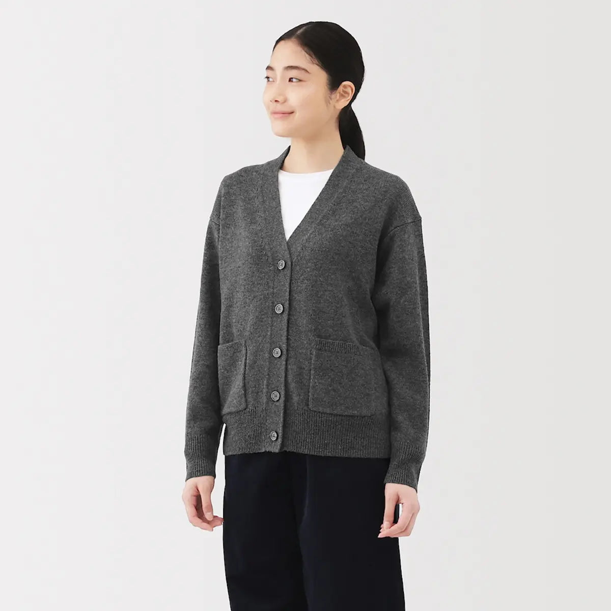 [MUJI] Washable Wool V-Neck Cardigan / 워셔블 울 미들 게이지 V넥 가디건