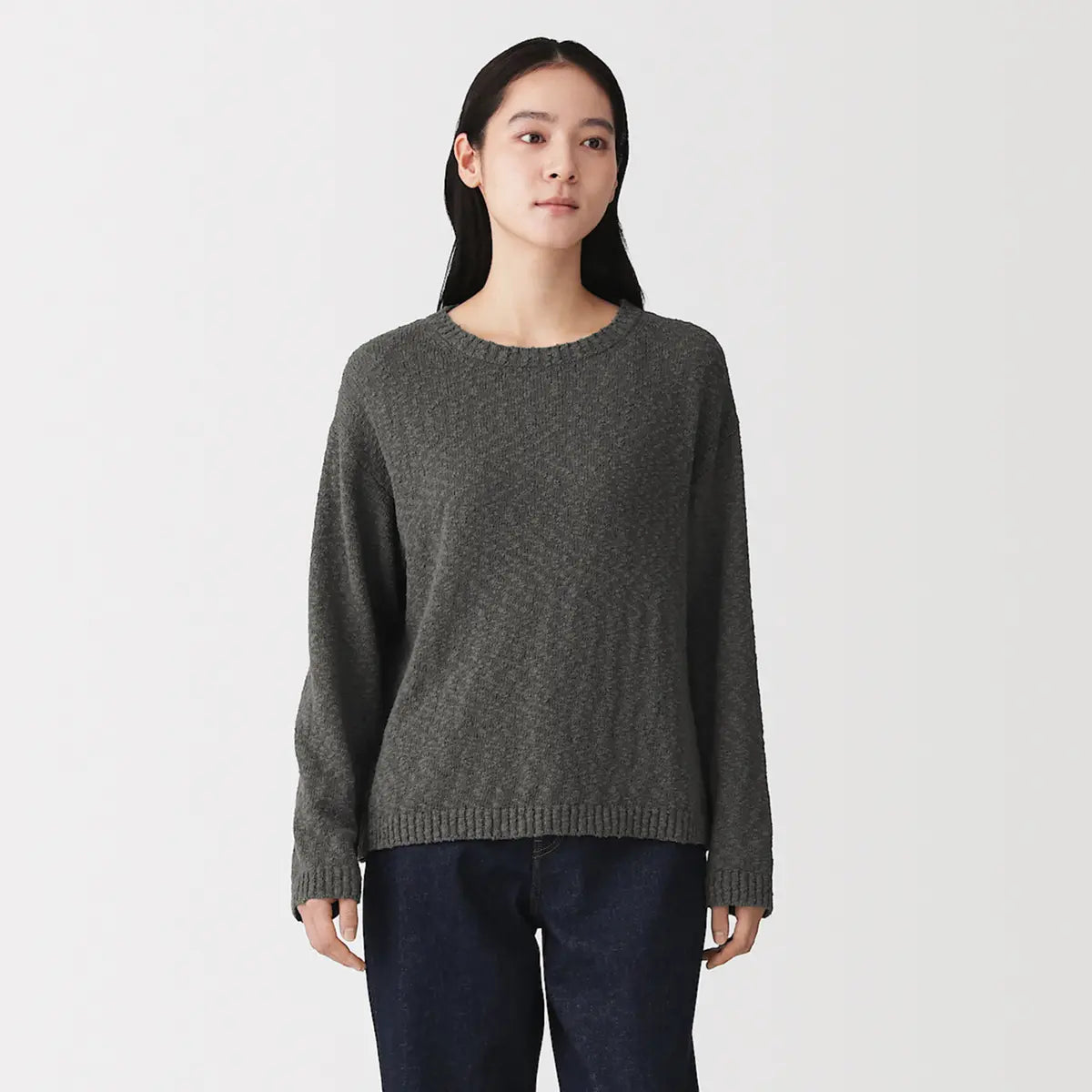 [MUJI] Cotton Blend Slub Crewneck Sweater / 코튼 혼방 슬러브 크루넥 스웨터