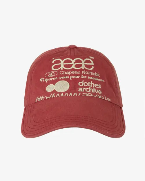 [AEAE] WEB LOGO WASHED 5 PANNEL BALL CAP [RED]