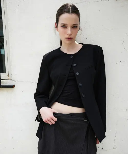 [MIXXO] Round Neck Slim Fit Jacket / 라운드넥 슬림핏 자켓_MIWJKG91QB