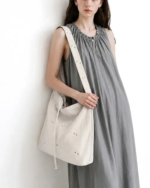 [PRENDS SOIN DE TOI] Atelier Eyelet Washed Shoulder bag Cream / 아틀리에 아일렛 워시드 숄더백 크림