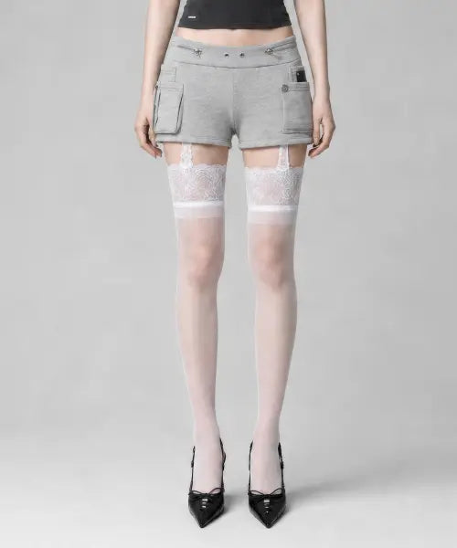 [ETRE AU SOMMET] Two Zipper short pants (Melange Gray)