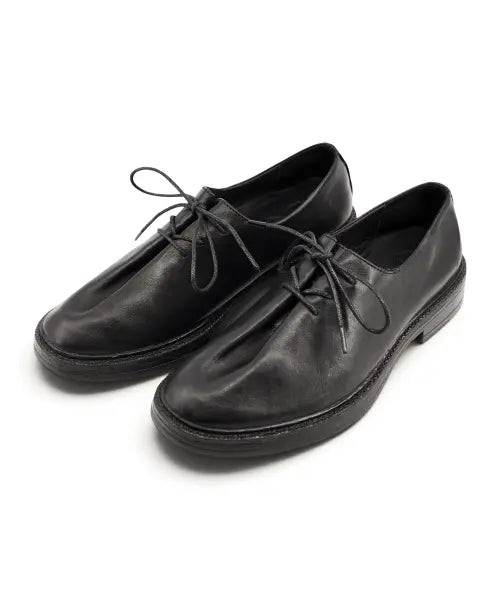 [YASE] 3-Hole Shirred Vegetable Cowhide Derby Black / 3홀 셔링 베지터블 카우하이드 더비 블랙