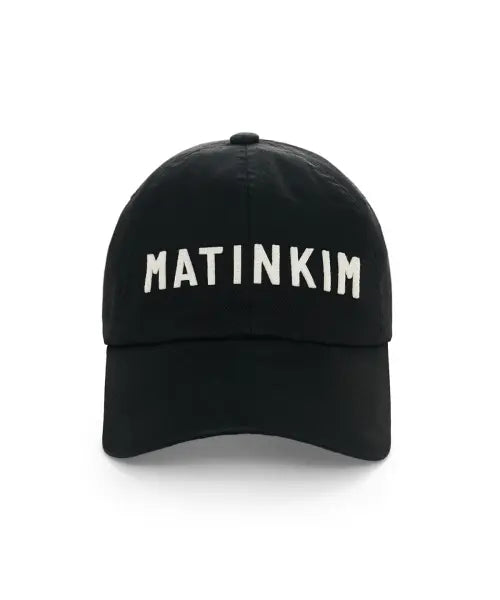 [MATIN KIM] APPLIQUE FELT LOGO BALL CAP IN BLACK