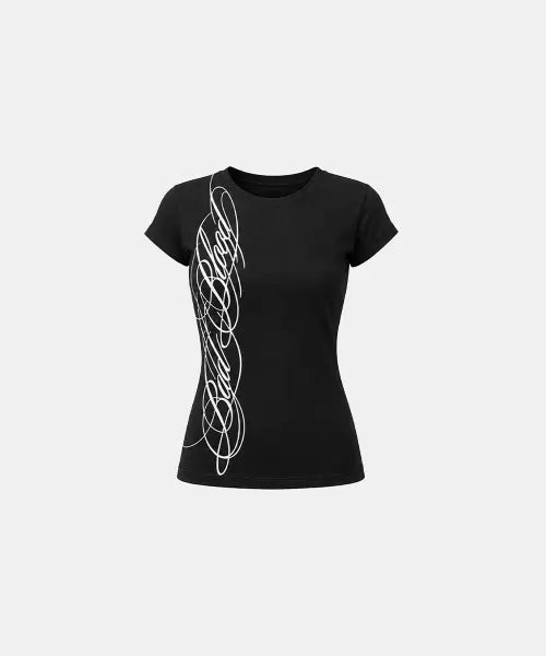 [BADBLOOD] Dark Classic 2 Crewneck Half Sleeve T-Shirt - Black / 다크 클래식2 크루넥 1/2 티셔츠 - 블랙