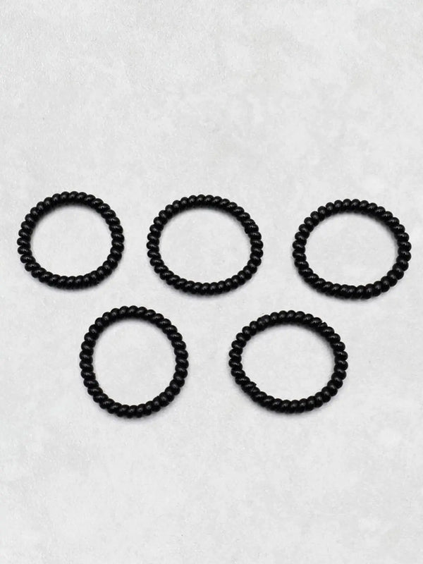 [DAISO] Thin Spring Hair Ties (5-Pack) / 얇은 스프링 고무줄 블랙 5개입