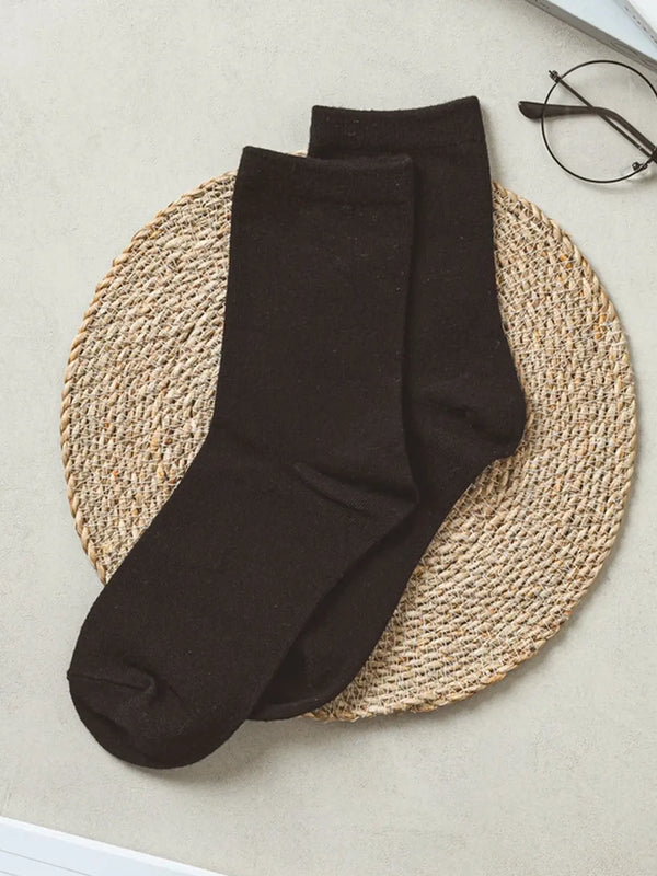 [Monput] Monfoot Women's Basic Mid-Calf Socks Black / 몬풋 여성 기본 중목 양말 블랙