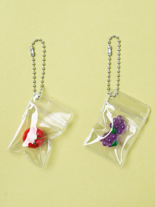 [DAISO] Fruit Keychains (Set of 2: Tomato & Grape) / 과일 키링 2개입 토마토＆포도