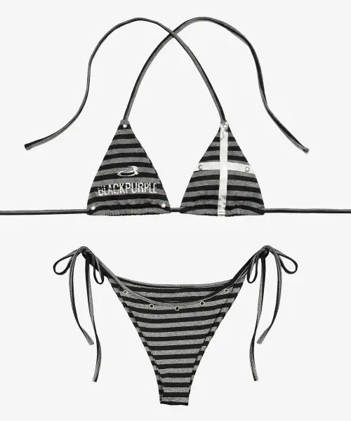 [BLACK PURPLE] Offgrid Stripe Bikini_Gray / 오프그리드 스트라이프 비키니_그레이 Offgrid Stripe Bikini_Gray