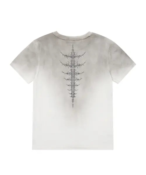 [AAKAM] Dirty Spray Bone Half Top (White)