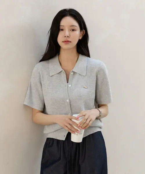 [FRENCHCHIC] Nobelly Pendant Collar Knit Cardigan / 노벨리 팬던트 카라 니트 가디건_F6S254CA