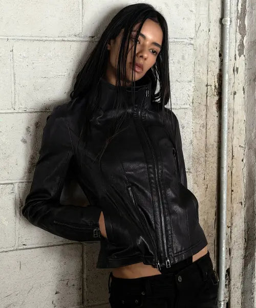 [ROCKCAKE] Contour Leather Jacket - Black