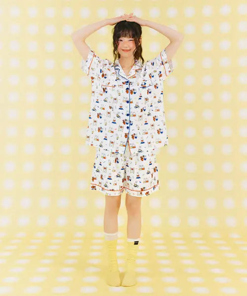 [JUDYN] Very Pink  Clean-Fit  Couple Pajama Set / [미피+주디앤] 미피 볼플레이 클린핏 반팔 잠옷 세트