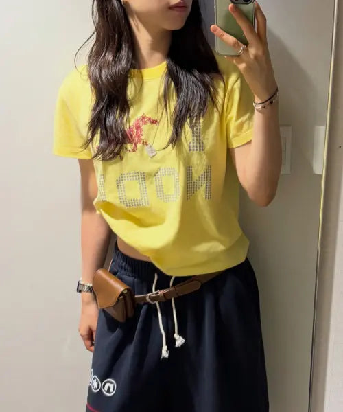 [NODI] System Error Horse crop Tee lemon yellow