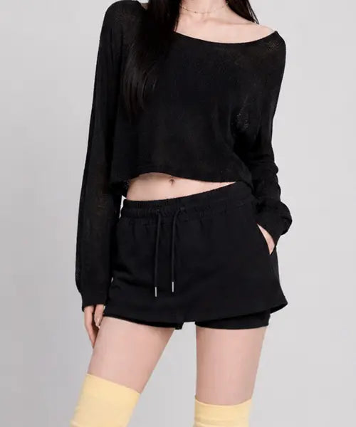 [UNDEROFF] Fitted Micro Sweat Shorts Black / 피티드 마이크로 스웻 스코츠 블랙