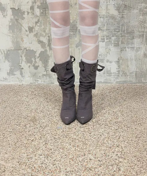 [ETRE AU SOMMET] Ankle Wedge Heel Boots (Brown)