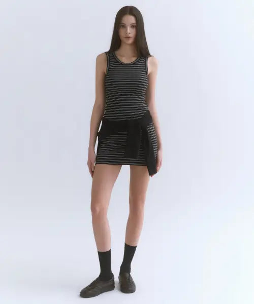 [MUSINSA STANDARD WOMAN] Women's Stripe Tank Dress [Black] / 우먼즈 스트라이프 탱크 드레스 [블랙]