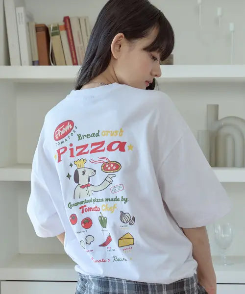 [CPGN STUDIO] Tomato Pizza Short Sleeve T-Shirt White / 토마토 피자 반팔티 화이트
