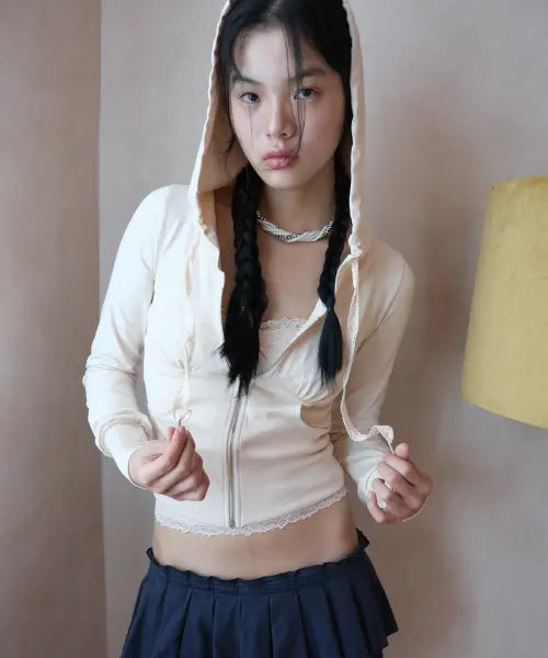 [LOSESLEEPOVER] Briar Zip Hoodie *Baby Apricot / 브라이어 지퍼 후디 *베이비 애프리콧