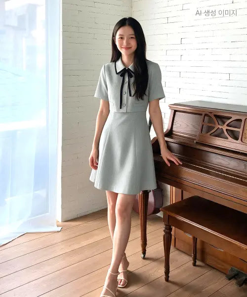 [ROEM] Short Sleeve 2-in-1 Mini Dress RMOWG38S11 / 반팔 2in1 미니 원피스 RMOWG38S11