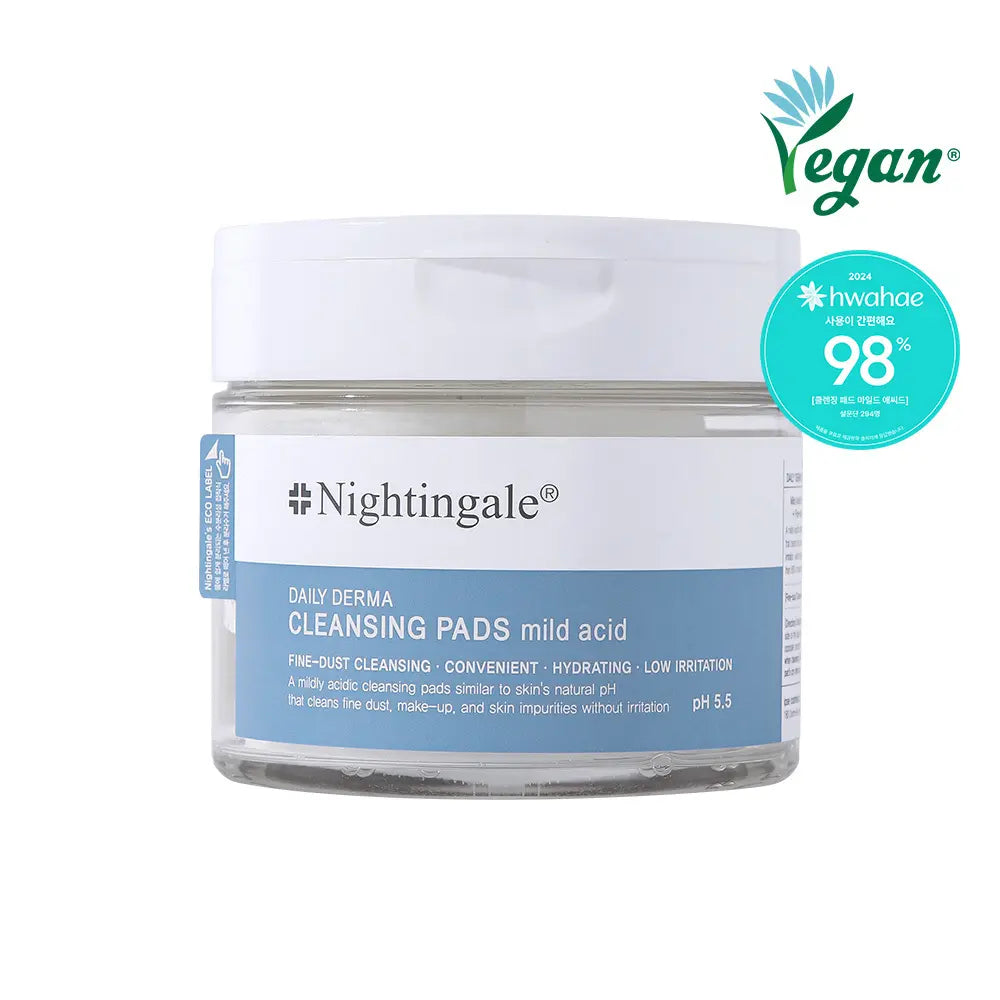 [Nightingale] Nightingale Daily Derma Cleansing Pad Mild Acid 70ea (Free 10ea) / [미세먼지세정/약산성/저자극] 나이팅게일 데일리더마 클렌징패드 마일드 애씨드 70매 (10매 증정)