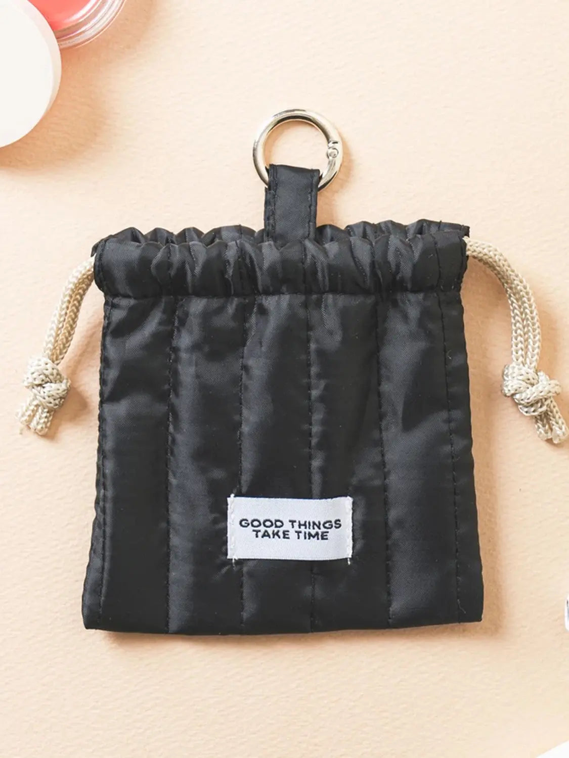 [DAISO] Volume Drawstring Mini Pouch - Black / 볼륨 조임 미니 파우치 블랙