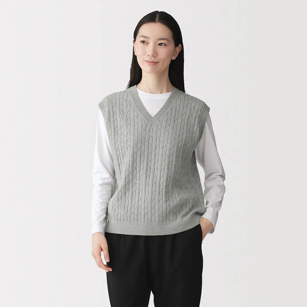 [MUJI] Washable Cable Knit Vest / 워셔블 케이블 패턴 베스트