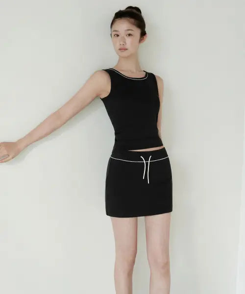 [MUSINSA STANDARD WOMAN] Womens Lace Trim Tank Top [Black] / 우먼즈 레이스 트림 탱크 탑 [블랙]