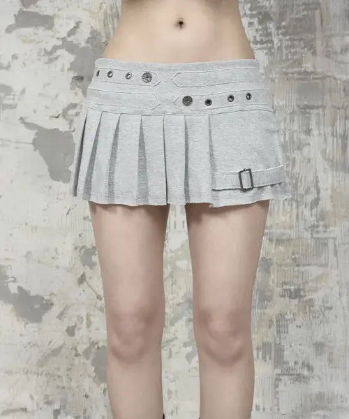 [ETRE AU SOMMET] Pleated Layer Training Mini Skirt (Melange Gray)