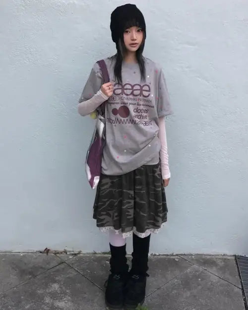 [AEAE] WEB LOGO COLOR DOT T-SHIRTS [MELANGE GREY]