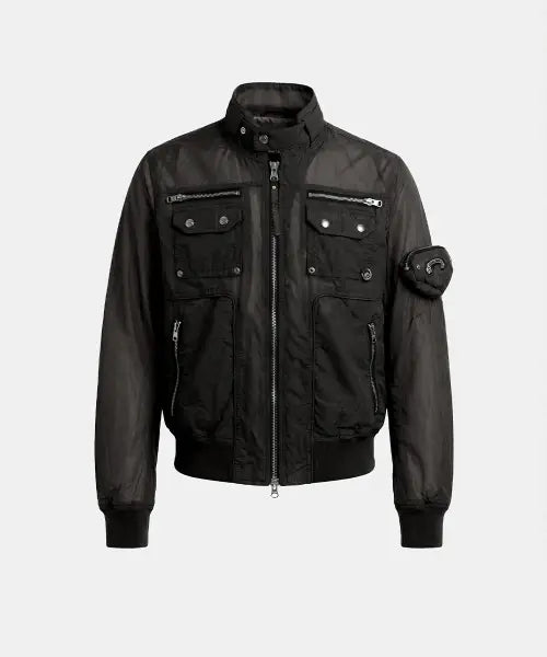 [BADBLOOD] Daytona High-Neck Lightweight Nylon Bomber Jacket - Black