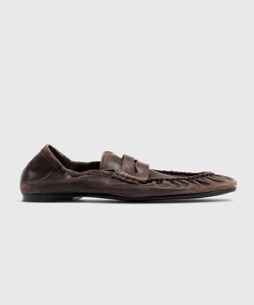 [LOSTGARDEN] UNIFORM Pleats Banding Loafer Dark Brown VTG