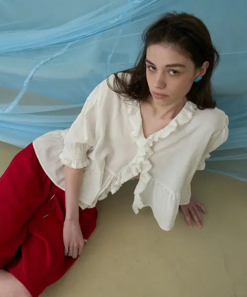 [WITHOUT SUMMER] Moi ruffle blouse_ivory / 모이 러플 블라우스_아이보리