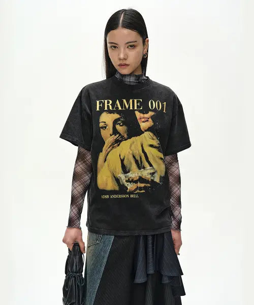 [ADSB ANDERSSON BELL] LAYERED FRAME 001 PRINTED T-SHIRT (CHARCOAL)