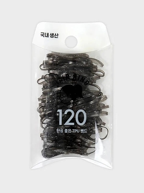 [DAISO] Sparkling Black TPU Bands (120 pcs) / 반짝이 블랙 TPU 밴드 120개입