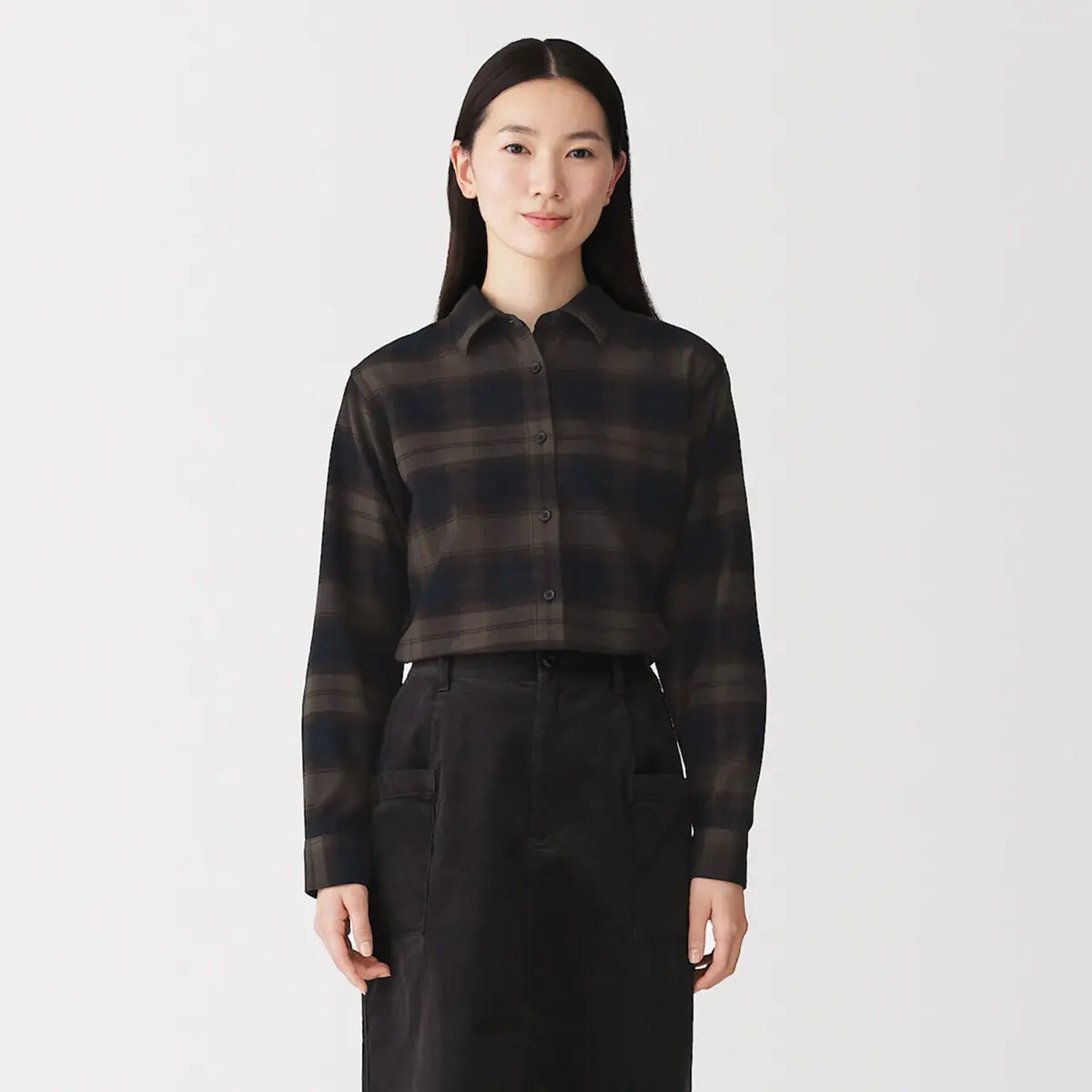 [MUJI] Reversible Brushed Flannel Long Sleeve Shirt / 양면 기모 플란넬 긴소매 셔츠