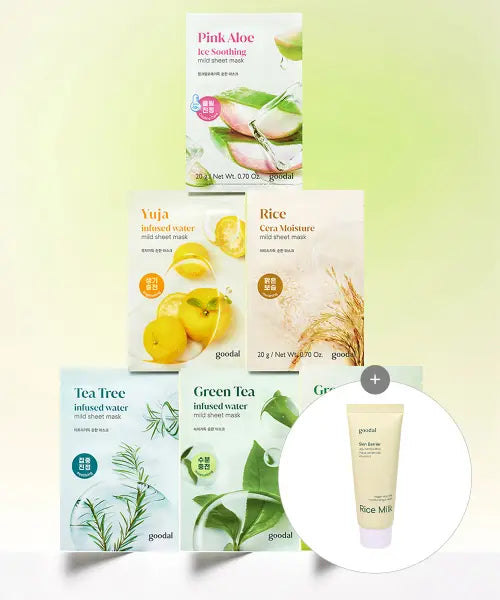 [GOODAL] Goodal Gentle Mask Sheet 6 Types (40 Count) / [40pack] 구달 순한마스크 6종 골라담기 [증정] 비건라이스 크림40ml