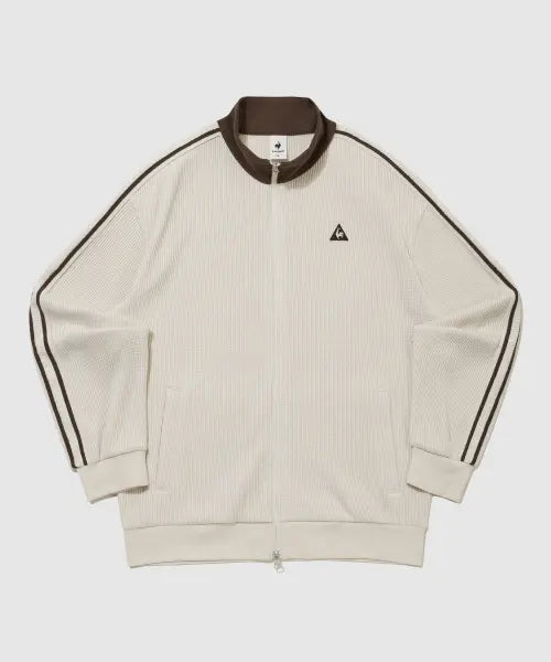 [LECOQ] Uniqlo Waffle Track Top - Ivory QR323LFT82 / 유니 와플 트랙탑 - 아이보리 QR323LFT82