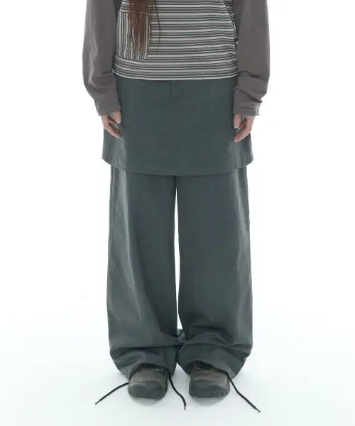[THE COLDEST MOMENT] (w) TCM skirt layered pants (charcoal)