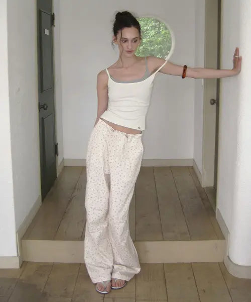 [APPAREL ARCHIVE] Muse floral string pants - Ivory