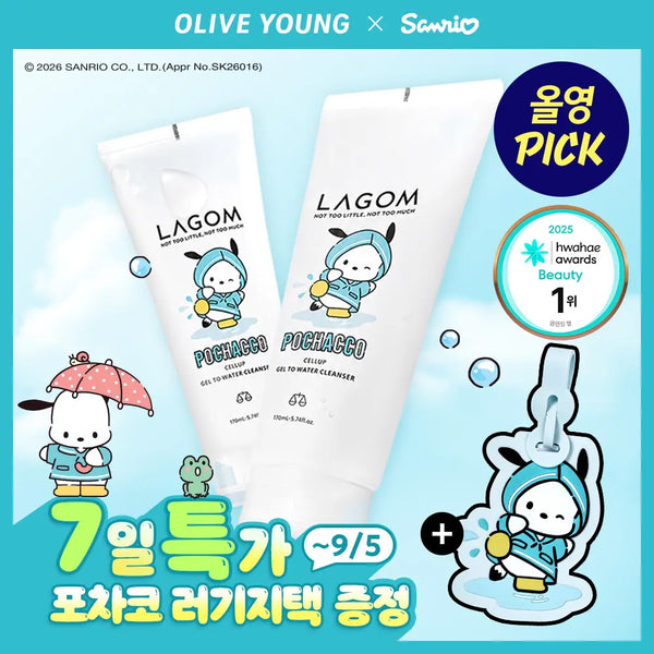 [Lagom] LAGOM Cellup Gel-to-Water Cleanser 170ml Set (+ Pochacco Luggage Tag) / 라곰 셀럽 젤 투 워터 클렌저 170ml 2입 기획 (+ 포차코 러기지택)