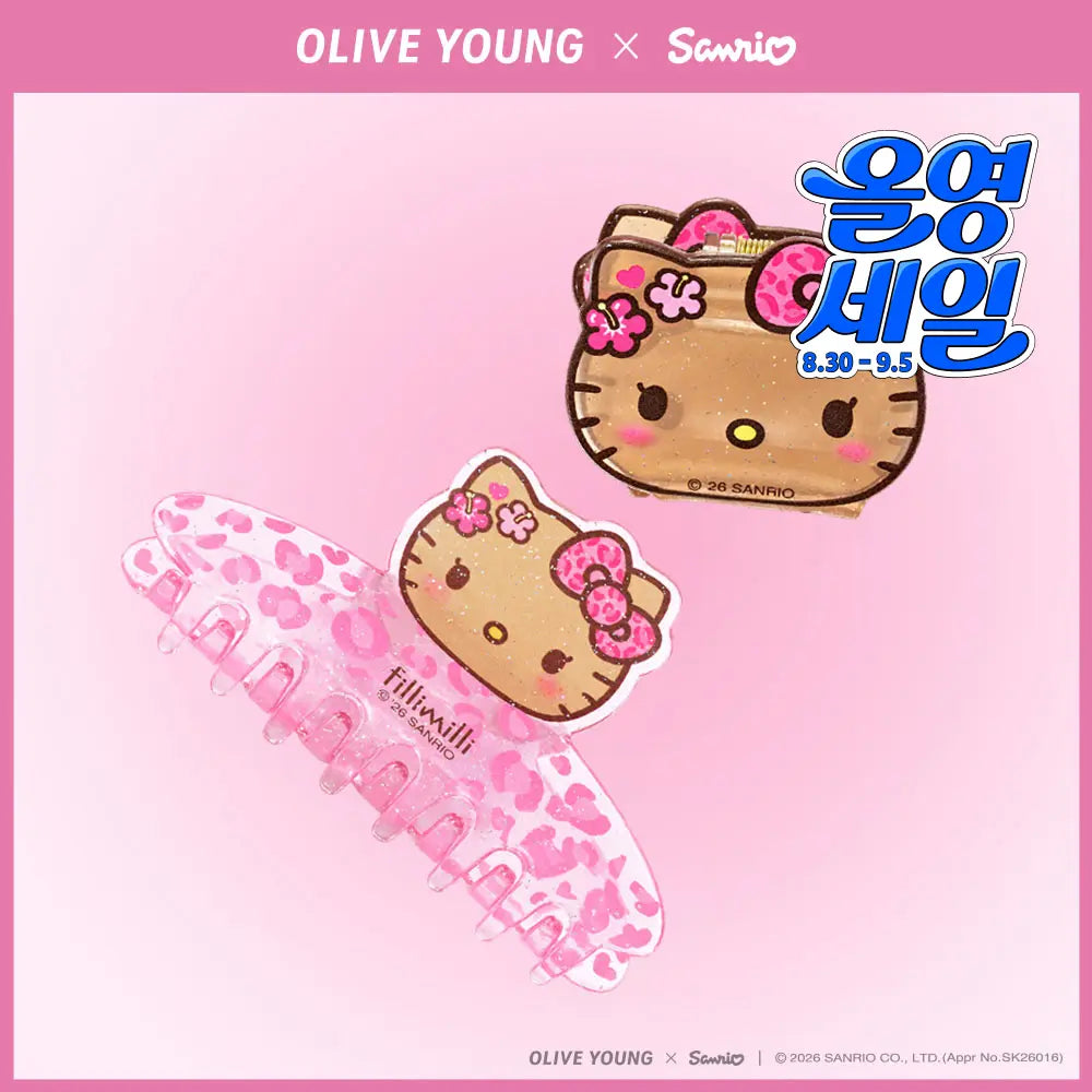[Fillimilli] Philimili Hair Clip Set (2 Types) / 필리밀리 헤어집게핀 2종 택1 [레오파드 헬로키티]