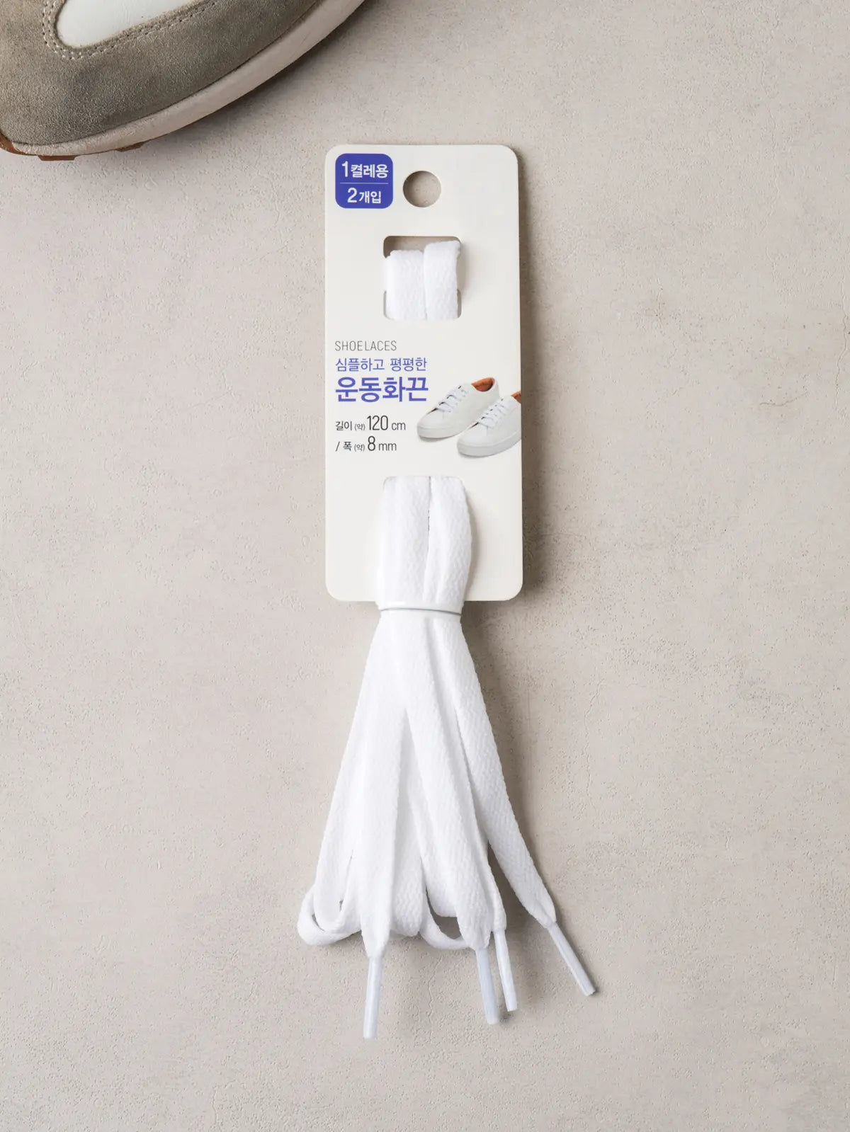 [DAISO] Stitch Flat Shoelaces - White / 스트리치 평끈 운동화 끈 화이트