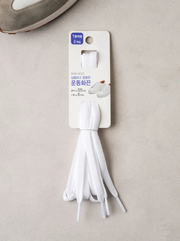 [DAISO] Stitch Flat Shoelaces - White / 스트리치 평끈 운동화 끈 화이트