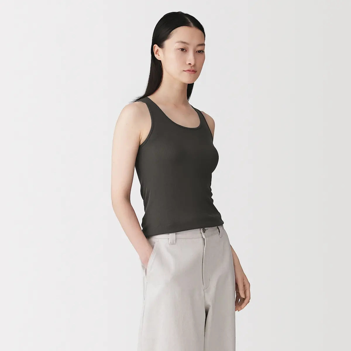 [MUJI] Silk Rib Tank Top / 실크 리브 탱크톱
