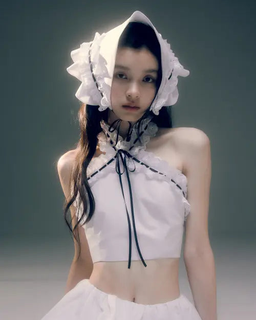 [LOVUEE] Broderie Anglaise Halter Top White / 앙글레즈 홀터탑 화이트