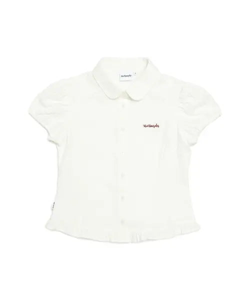 [MARK GONZALES] Women's Frill Check Shirt - White / 우먼즈 프릴 체크 셔츠 - WHITE