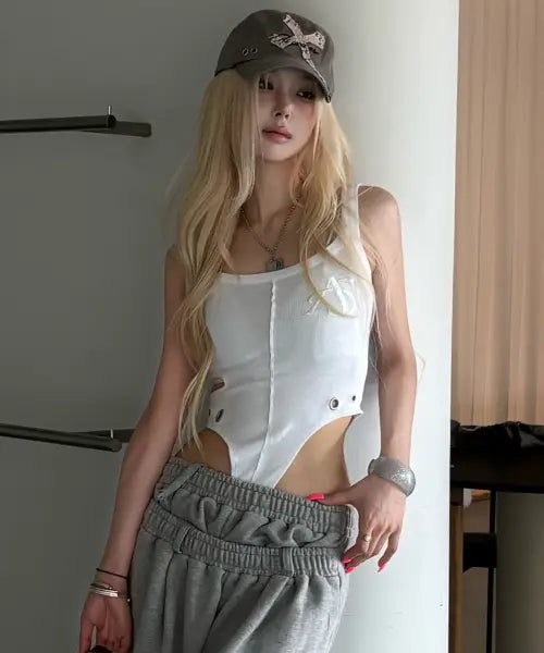[AS YOU ARE] CUT-OUT BODYSUIT SLEEVELESS WHITE / 컷아웃 바디수트 슬리브리스 화이트